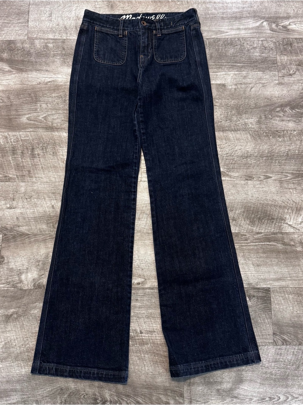 Madewell Patch Pocket Wide Leg Sailor Style Dark Denim Jeans Womens Sz. 26